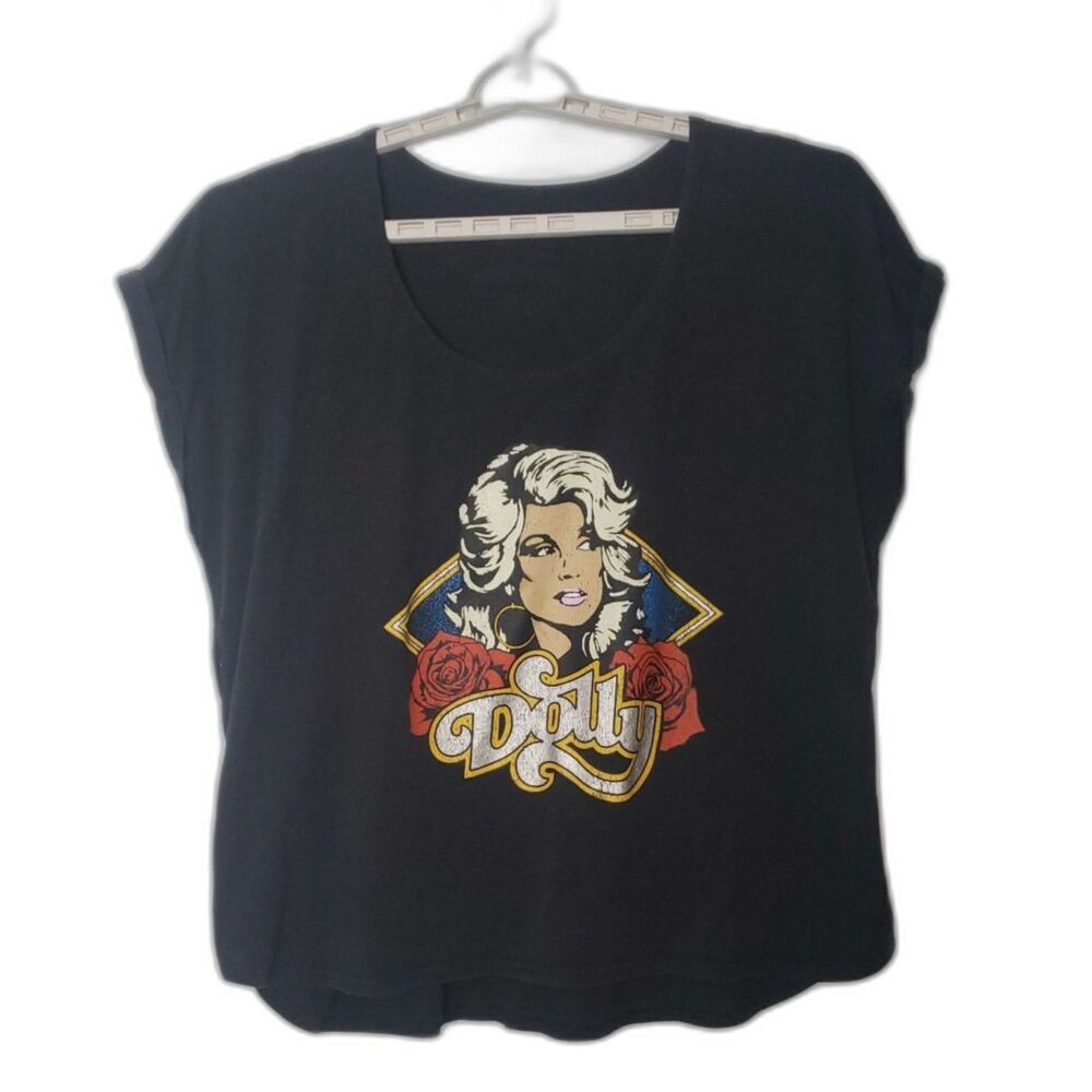 Dolly Parton Scoop Neck Short Sleeve Black T Shirt Womens Size 2X